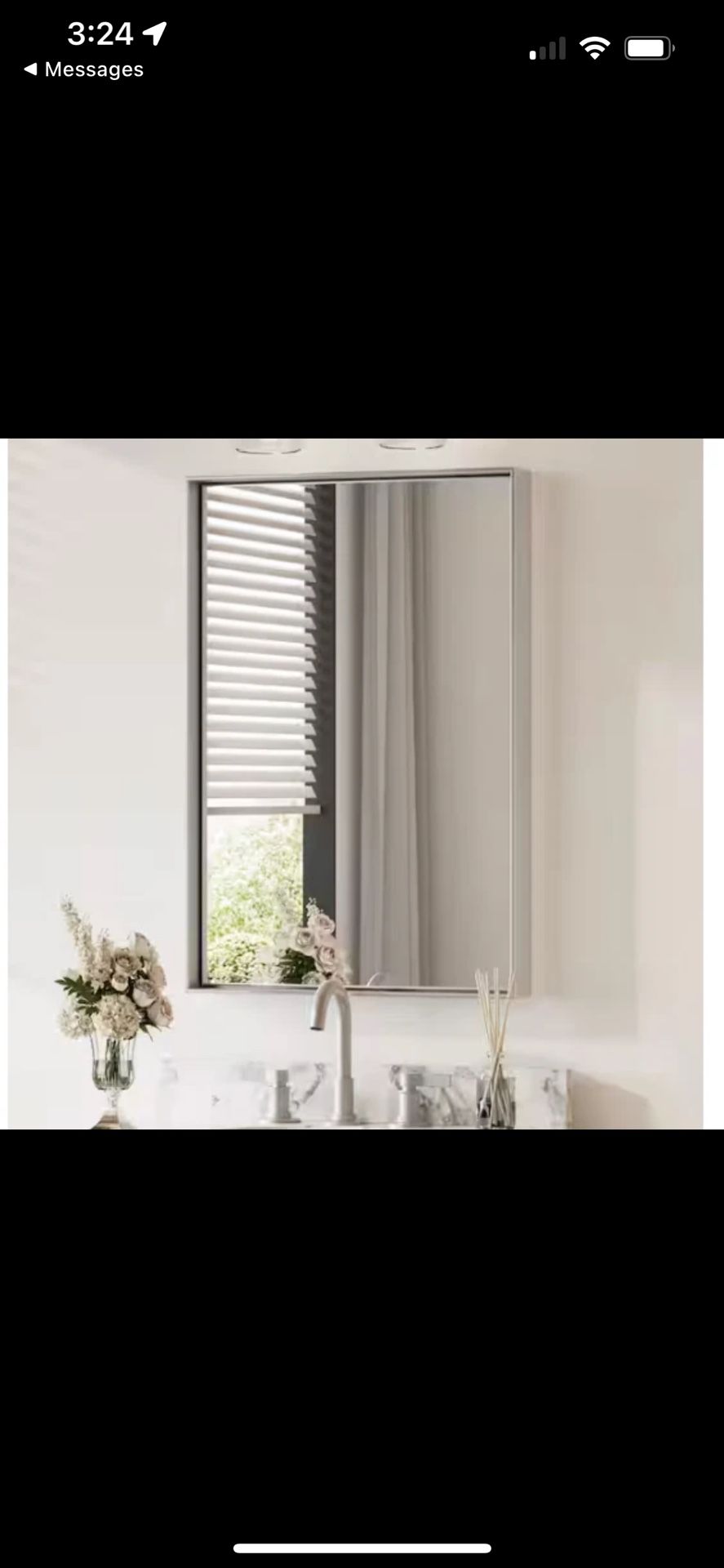 KeonJinn 24 in. W x 36 in. H Framed Brushed Silver Square Corner Wall Mirror