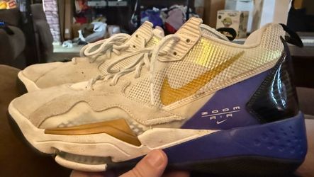 Jordan Nike Zoom Air Sneakers White Gold Purple