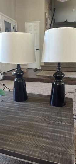 Pair of black lamps
