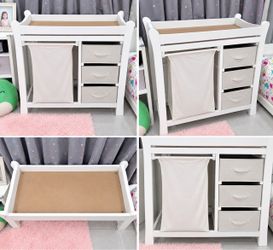 White Baby Changing Table with Storage