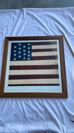 Warren Kimble American Folk Art Framed Flag Print