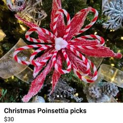 24" Christmas Poinsettia Picks 