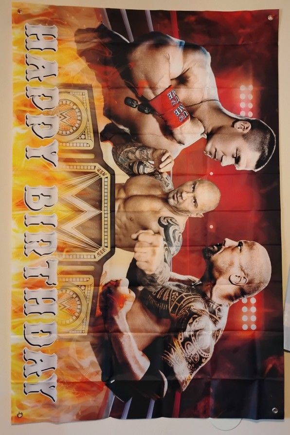 Wrestling Happy Birthday Banner 3 x 5 Ft NEW