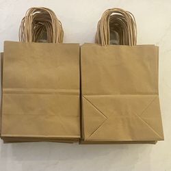 Paper Bags -Plain Medium  with Handles , Brown Craft Gift Bags (80 Quantity)