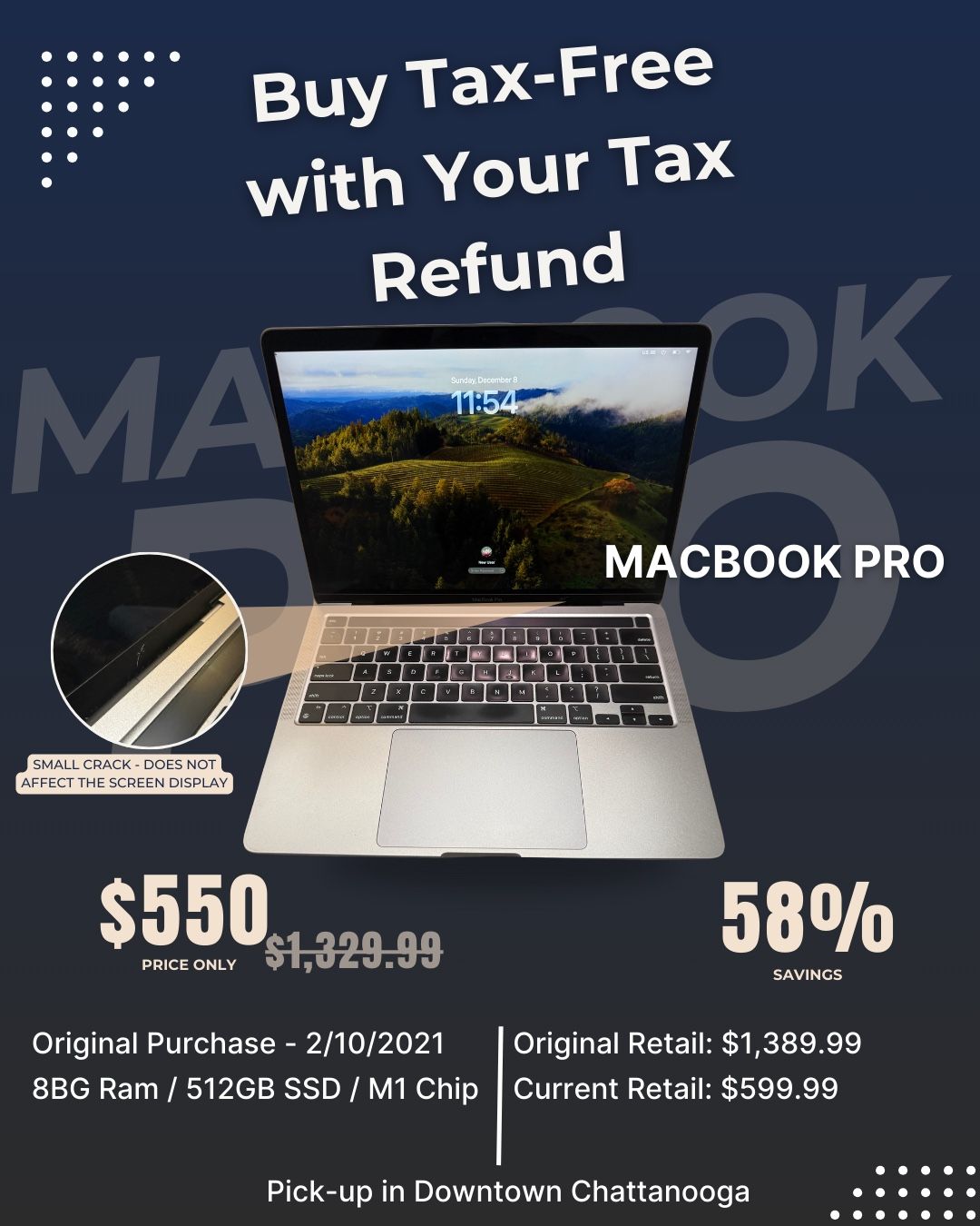 MacBook Pro - (2020) Apple M1 Chip / 8GB Ram / 512GB SSD