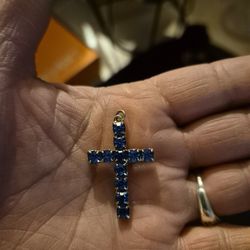 Sapphire Rhinestone Cross