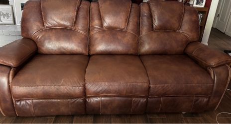 Brown Synthetic Leather Sofa