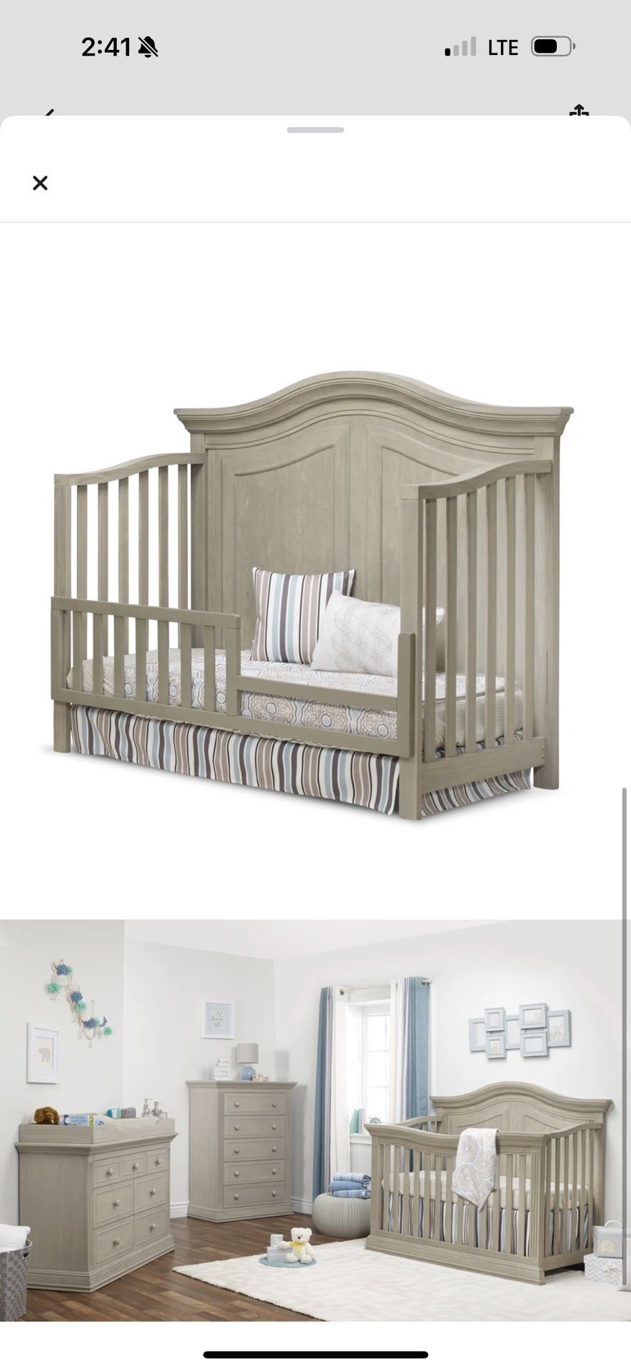 Sorely Baby Crib With Mattress And Toddler Rail 