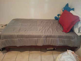 Wood base Twin Bed with Mattress