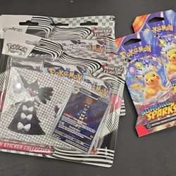 Pokemon (2) 3 Pk Scarlet & Violet White Flare and (2) Surging Sparks Pack  