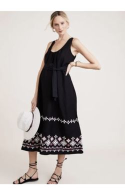 Hatch Maternity Linen Martinique Dress Tie Waist Size 0
