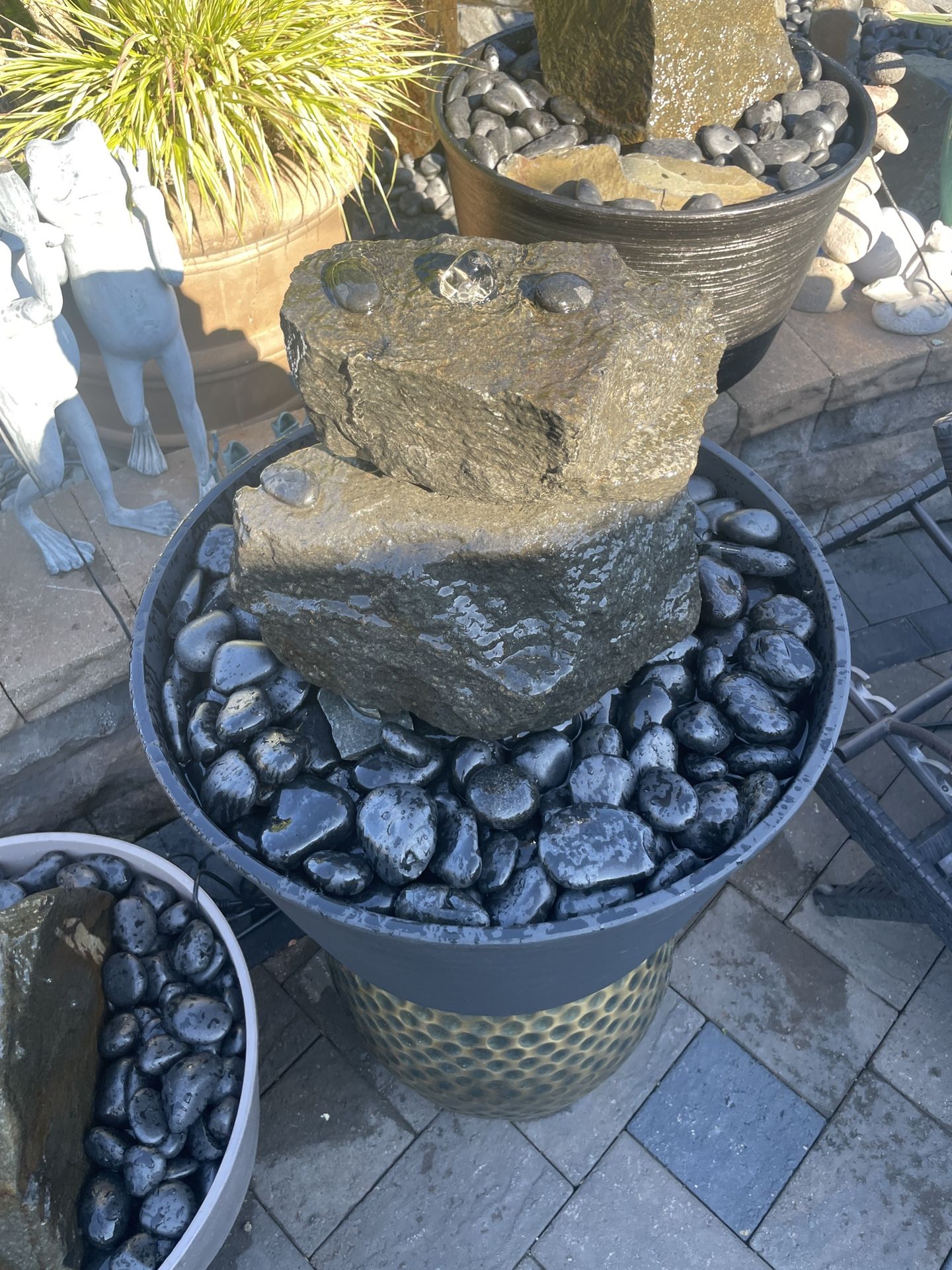 30” Custom Stacked Natural Basalt Rock Water Fountain Complete Package