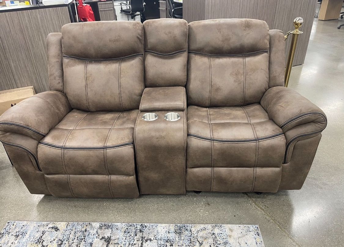 Brown Sofa + Loveseat With Reclining Seats