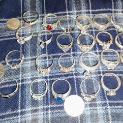24 Rings Sterling 925 Signed Jewels Nice