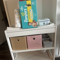 Baby Changing Table With Pad / Diapers / Cubes & Wipe Warmer