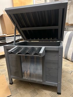 Wooden Pet House - Corrugated Roof - Gray - Like New
