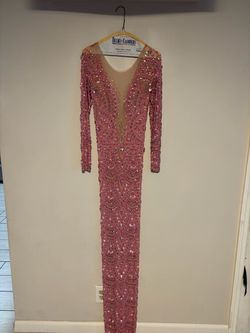 Pink mesh bedazzle dress
