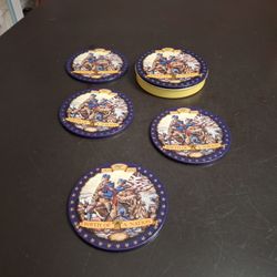 "NEW " Collectible Miller Genuine Draft Set Of 4 Coasters Commemorating The "Bith Of A Nation" W/Image Of Washington Crossing The Delaware