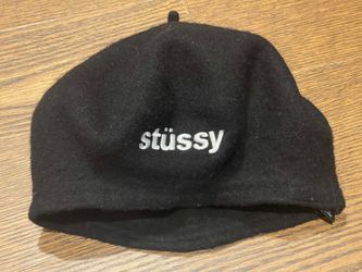 STUSSY Wool Black Beret Hat Winter o/s