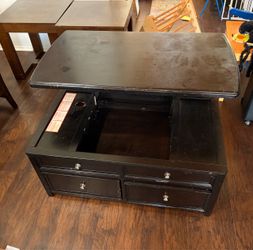 Black Lift-Top Coffee Table with Drawers