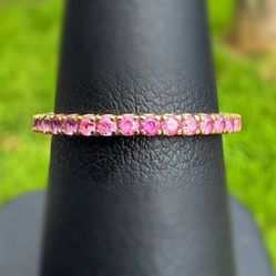 Jewelry 18k solid rose gold pink sapphire stone 0.40CTW wedding band ring size 6.00