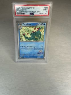 Pokemon 2025 Feraligatr 213 Illustration Contest 2024 Black Star Promo PSA 9