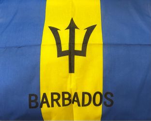 Barbados Flag with Trident Emblem