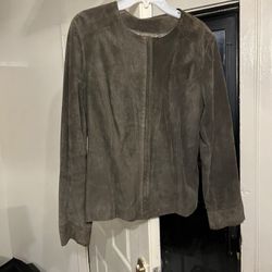 $55 “Fall” XL Suede Genuine Leather Short Olive Jacket (COAT)