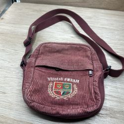 Teddy Fresh Phone Bag Crossbody Shoulder Purse Zip Burgandy Red Corduroy RARE!