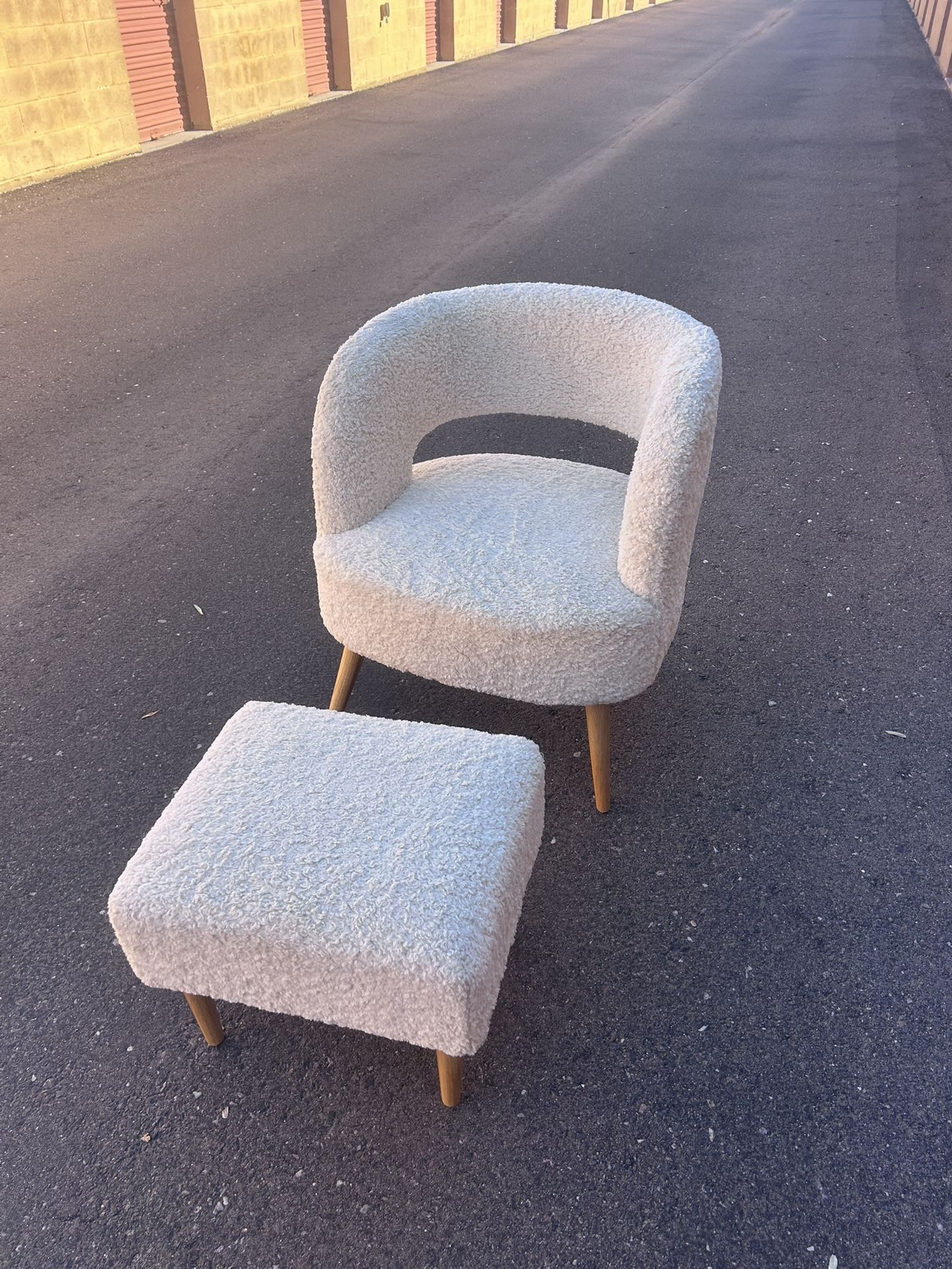 2 Boucle Accent Chairs And 1 Matching Ottoman