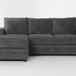 Zoeller Charcoal Grey Fabric Sofa With Reversible Chaise