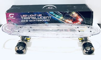 Cipton 22.5 In. LED Light Up Translucent Complete Skateboard