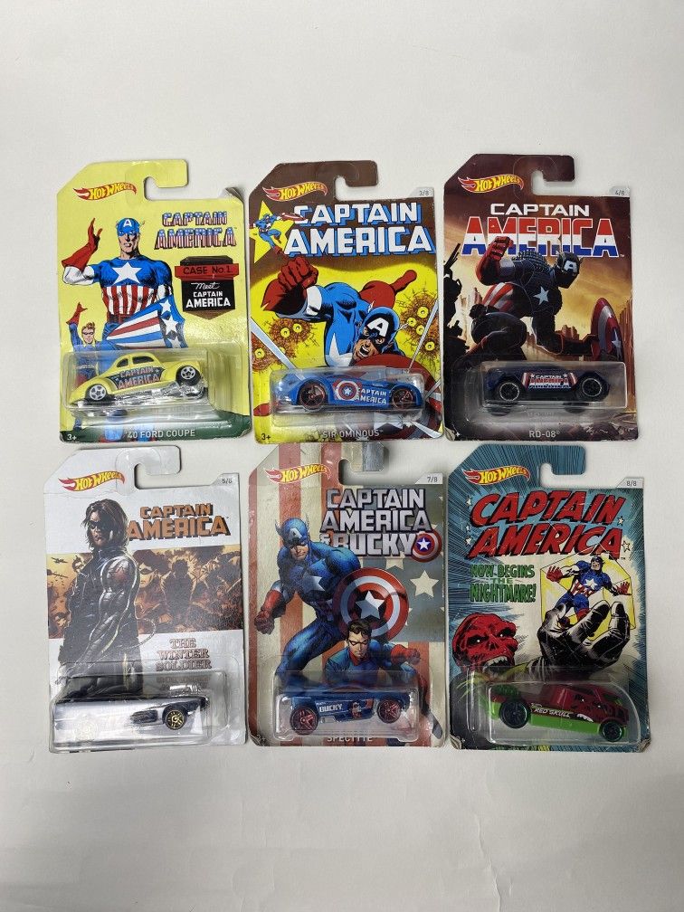 Hot Wheels Captain America Set of 6 2015 NEW Unopened