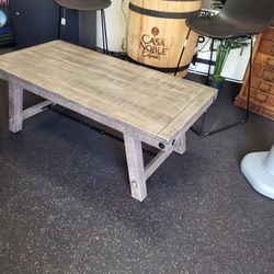 Coffee table. Solid wood, Pier One Imports. Gray Grey Finish with black industrial legs