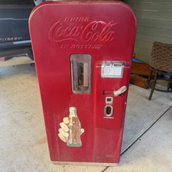 Vendo 39 Coke Machine Embossed Up Top All Complete Cord Is In Bad Shape Not Sure If It Works