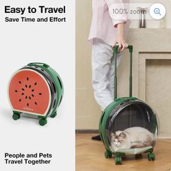 VETRESKA Cat Carrier with 1 Sticker & 2 Mats Airline Approved Travel Dog Trolley Case with Wheel