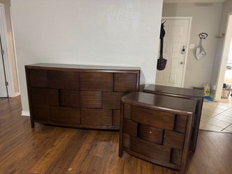 Dark Wood Dresser and Nightstand Set