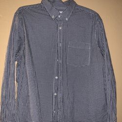Target Professional Causal Attire Button Up Long Sleeve Blue And White Shirt Goodfellow