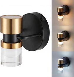 Battery Operated LED Wall Sconces, Black/Gold Wall Sconces Wall Mount Lighting Lanterns, Farmhouse