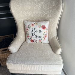 Large beige accent chair