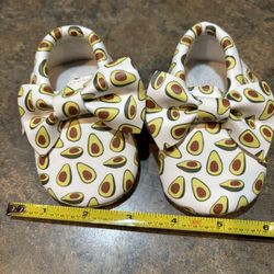 Infant avocado shoes. Baby booties. Size 2. New