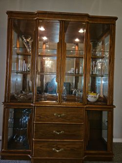 Contemporary Wood & Glass China Hutch - Display Cabinet