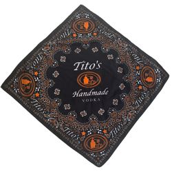 Tito's Vodka Black & Orange Bandana, Dog Scarf, Handkerchief or Home/bar Decor  This Tito's Vodka handkerchief is a must-have for any collector or fan