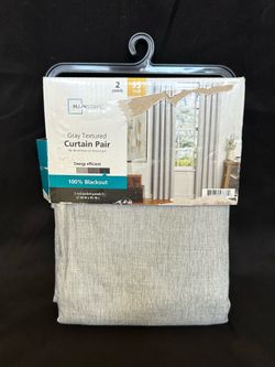 Brand New 37” x 95” Blackout Curtains Gray Textured 2 Curtain Panels