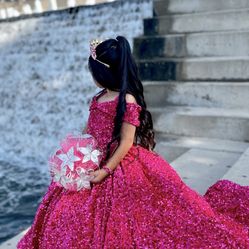 Cincoanera Dress And Mom Dress Princess Pink Vestido