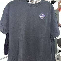 xs black mountain club converse shirt with orange and purple logo