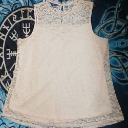 Apt. 9 XL Women's Cream Color Lined Crochet Blouse