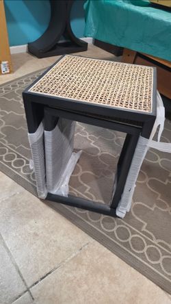 New Cane Nesting Tables Black Frame