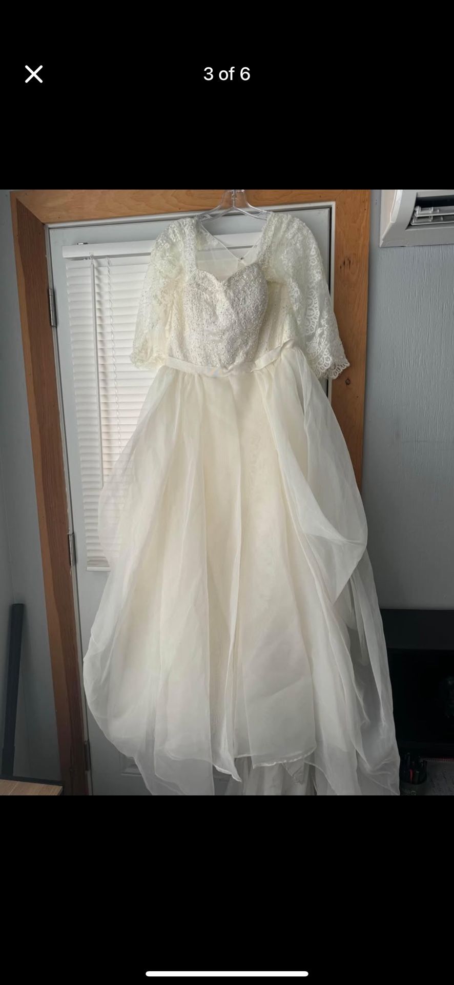Beige Long Sleeved Wedding Dress
