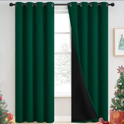 Drapes with Black Backing, Thermal Insulated Solid Grommet Panels for Living Room, 52Wx84L, 2 Panels